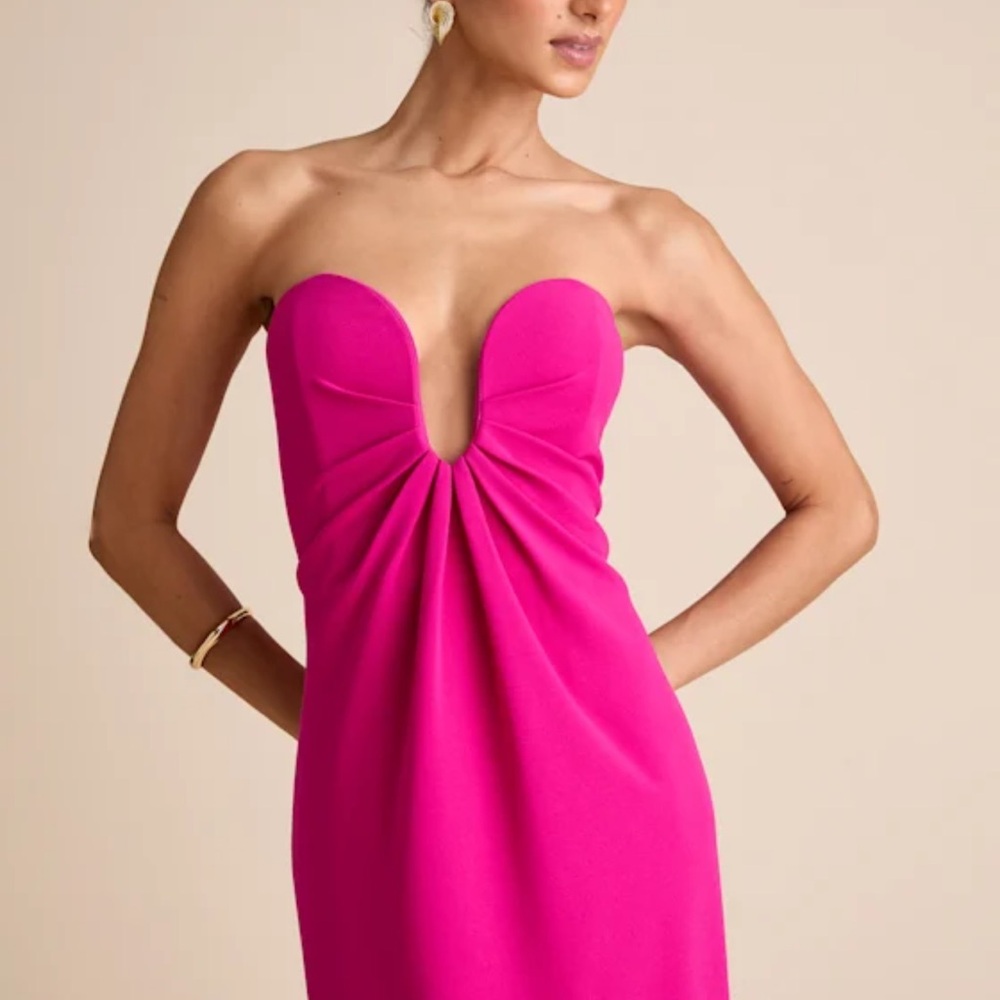 Lulu's Vibrant Pink Strapless Dress